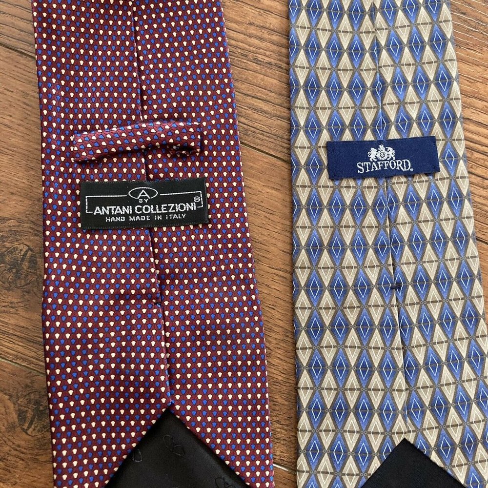 LOT OF 8 DIFFERENT BRANDS MEN’S NECK TIES STAFFORD HARDY AMIES TROPICALO LONDON - Picture 11 of 11